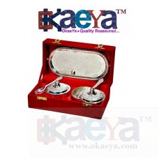 OkaeYa Brass Bowl Set (16 cm x 10 cm x 9 cm, Silver)